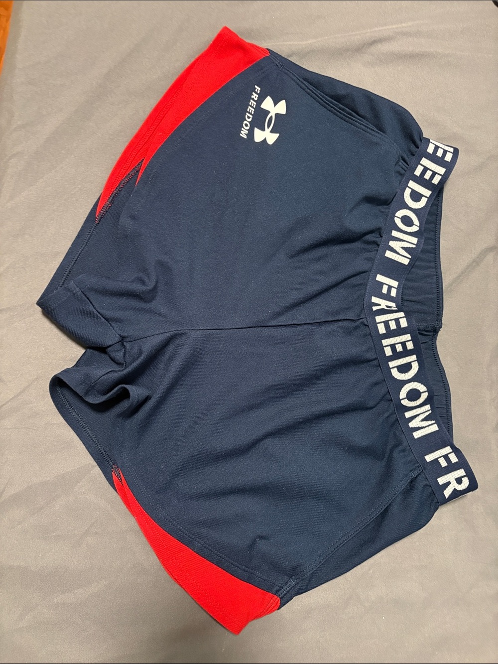 Under Armour women’s Navy & Red Freedom Performance Shorts